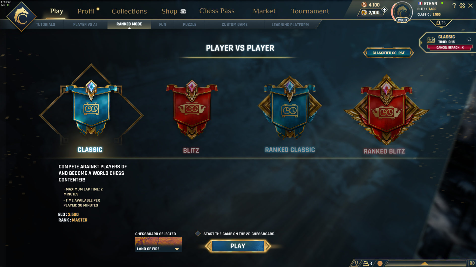 Game interface - Classic and Blitz modes in ranked 